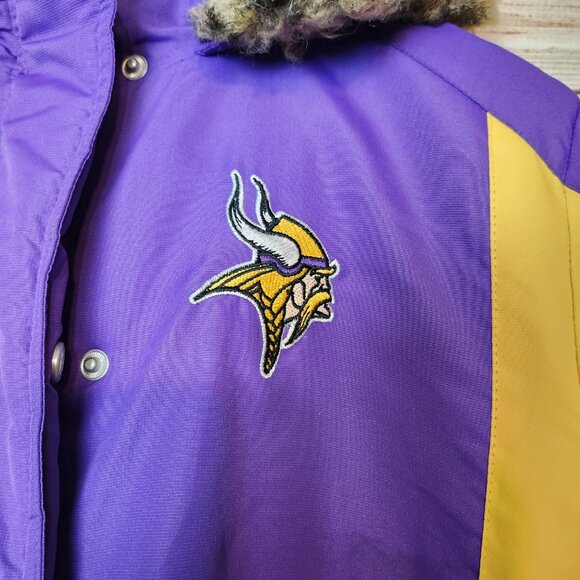NFL Team Apparel Women's S Fuzzy Hoodie Full Zip Minnesota Vikings Quilted Inner - Picture 3 of 16